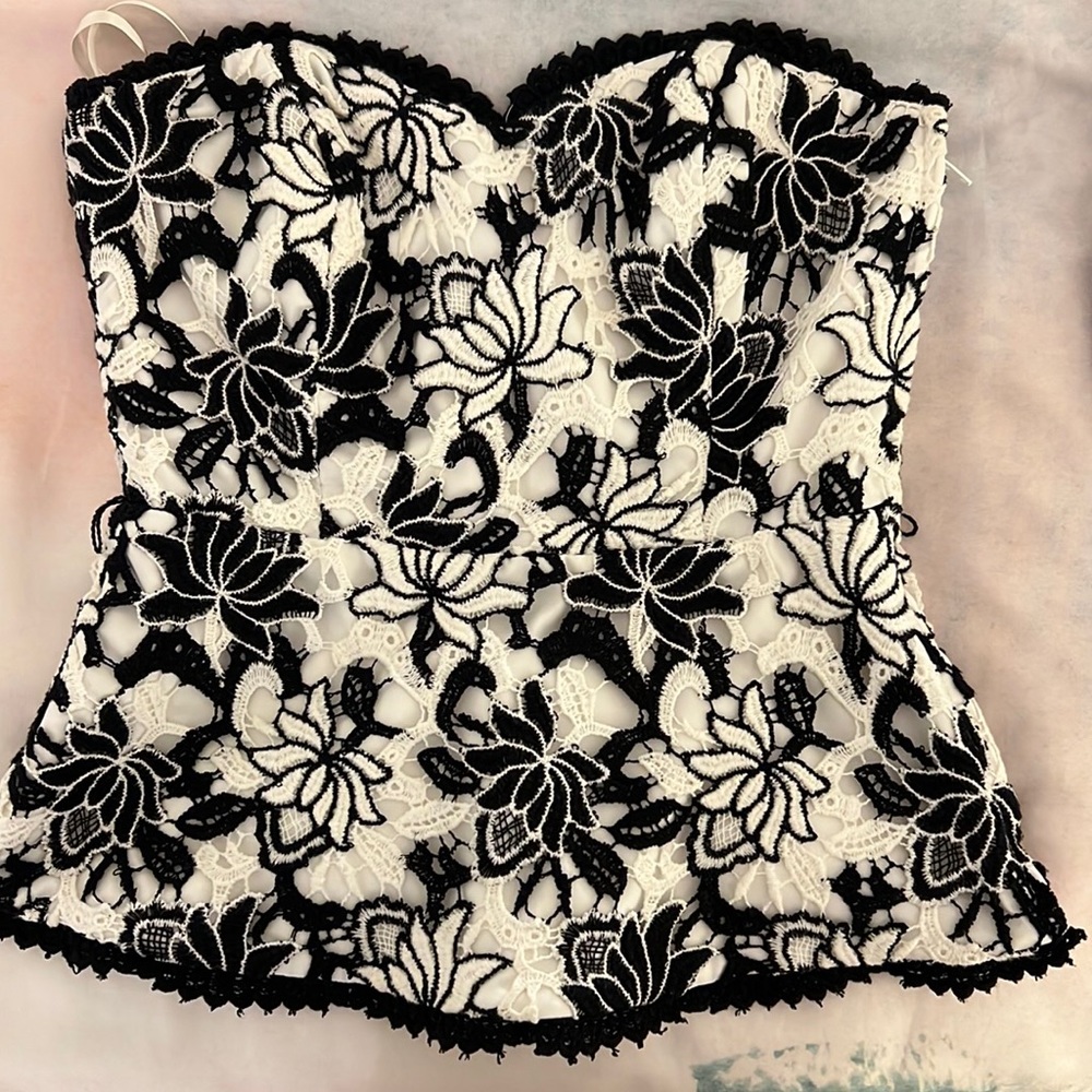 Black and white lace corset